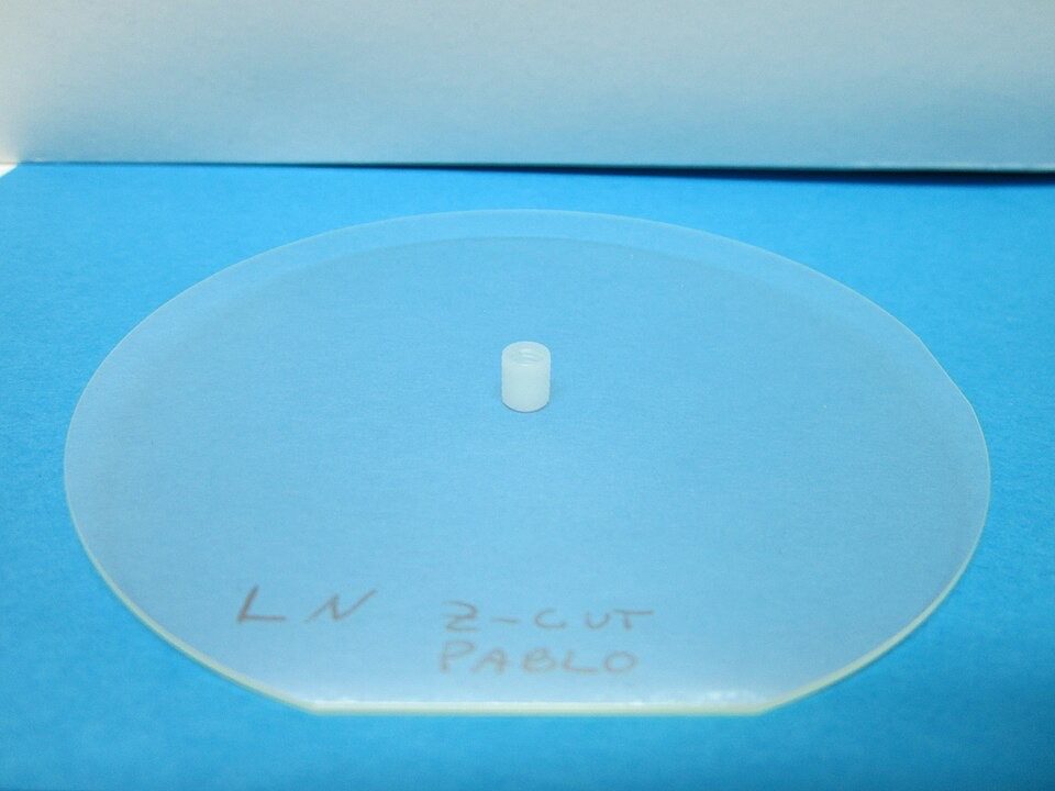 A lithium niobate wafer.